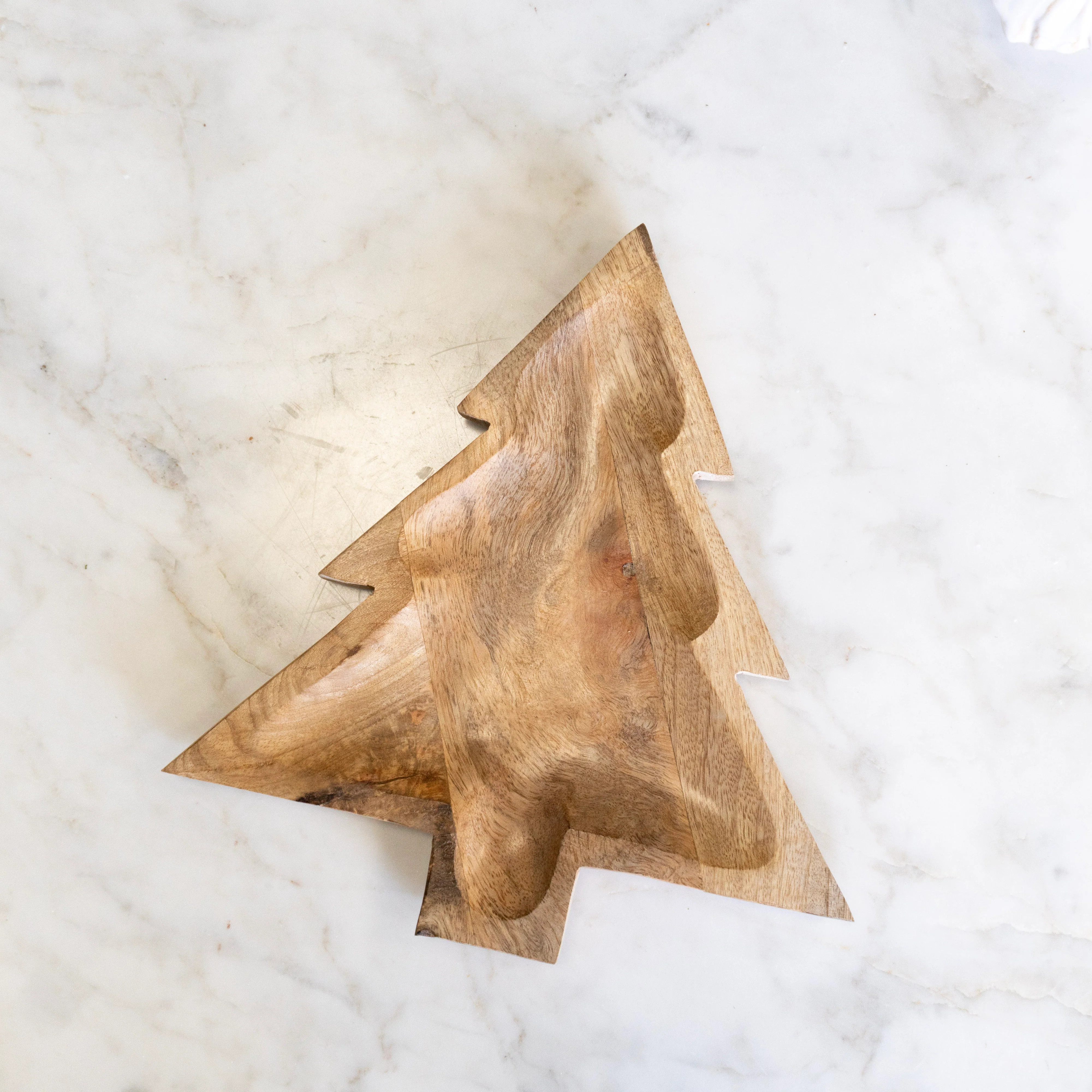 Carved Wooden Christmas Tree Platter | Eco Chic Home