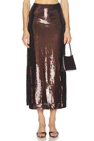 L'Academie By Marianna Veleda Sequin Maxi Skirt in Dark Brown from Revolve.com | Revolve Clothing (Global)
