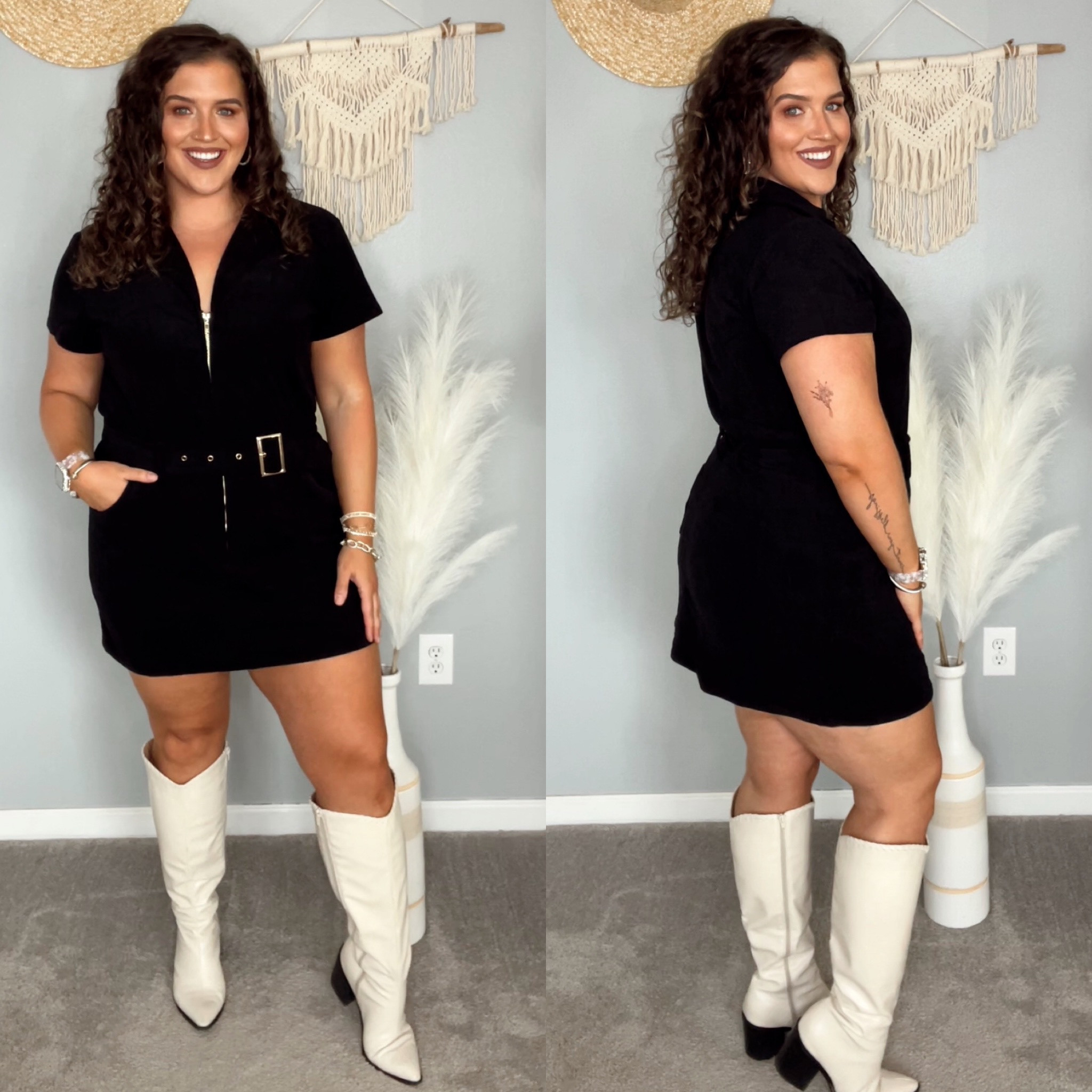 Plus Size Dress with Boots Country