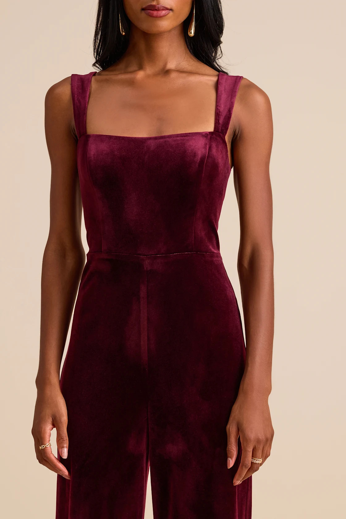 Sayana Burgundy Velvet Sleeveless Straight Leg Jumpsuit | Lulus