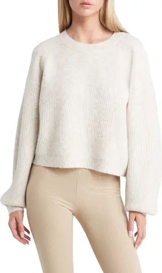 Topshop Mixed Stitch Balloon Sleeve Crop Sweater | Nordstrom | Nordstrom