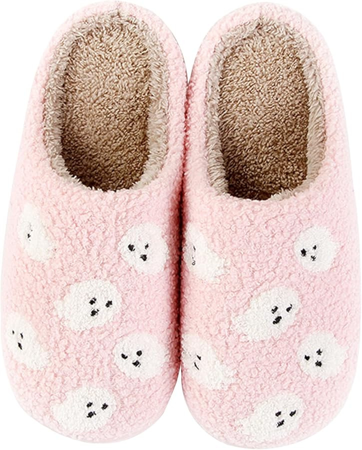 Pumpkin Slippers for Women Men Halloween Slippers Spooky Slides Soft Warm Plush House Shoes | Amazon (US)
