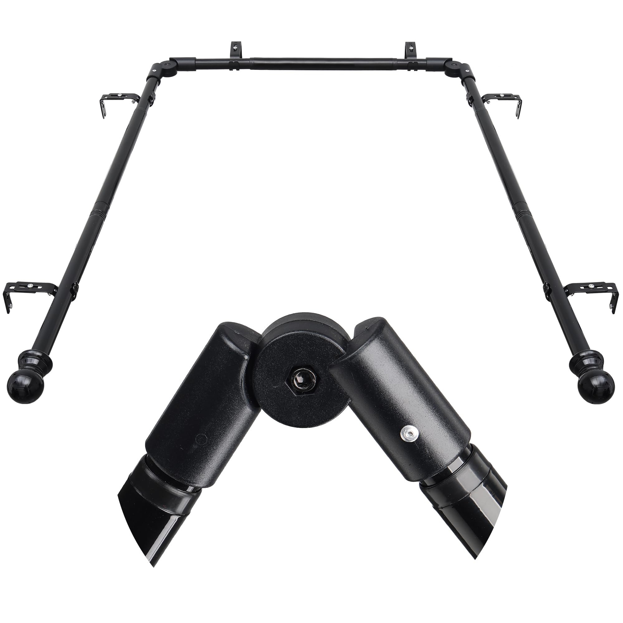 Bay Window Curtain Rods, U shaped Adjustable Curved Curtain Rods for Windows 59 to 184 Inches, Bl... | Amazon (US)