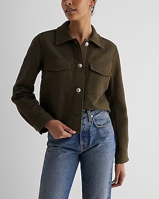 Tweed Novelty Button Cropped Shacket | Express