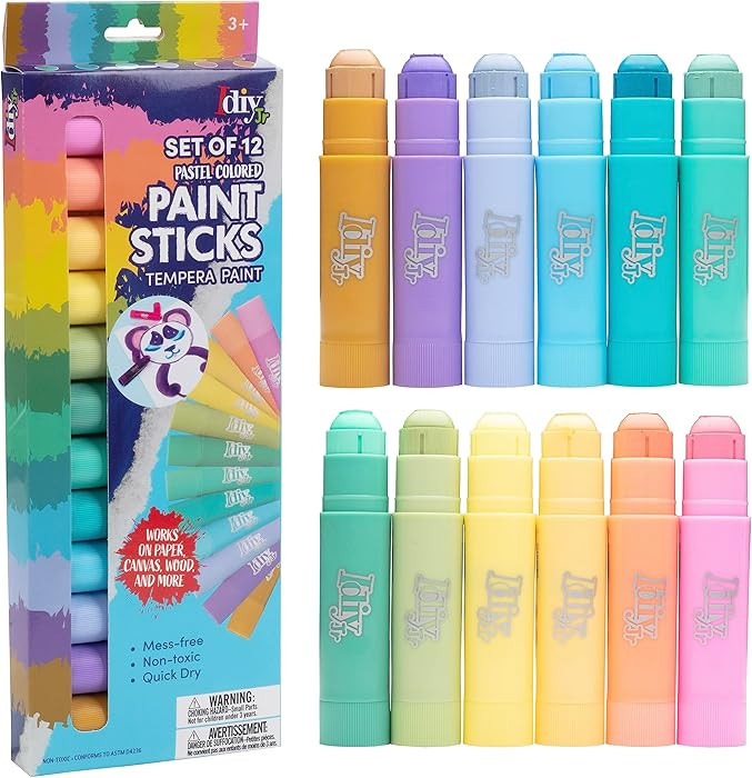 Tempera Paint Sticks 12 Pack - Pastel Washable Color Sticks for Kids & Adults - Mess Free, Non-To... | Amazon (US)