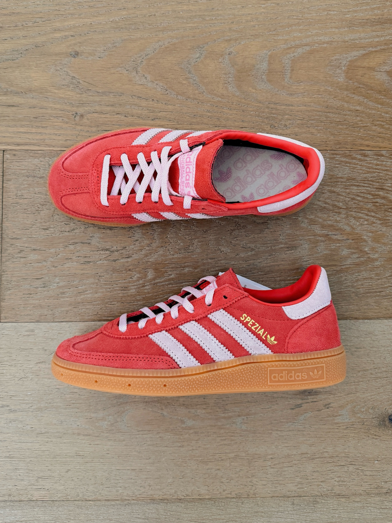Adidas handball spezial in ‘bright red clear pink’. I sized down to a women’s 5 from my usual 5.5

#LTKShoeCrush #LTKStyleTip