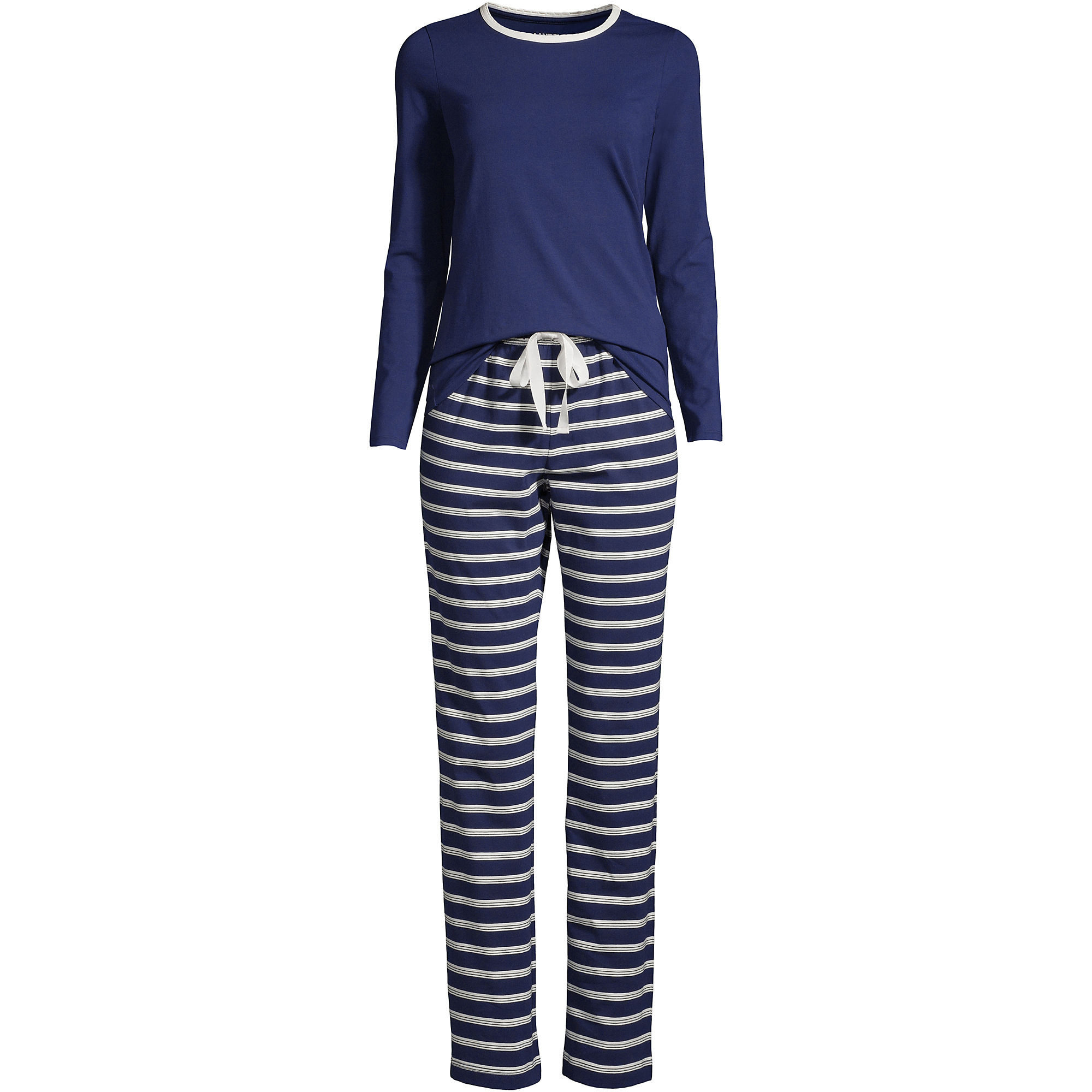 Women's Knit Pajama Set Long Sleeve T-Shirt and Pants | Lands' End (US)