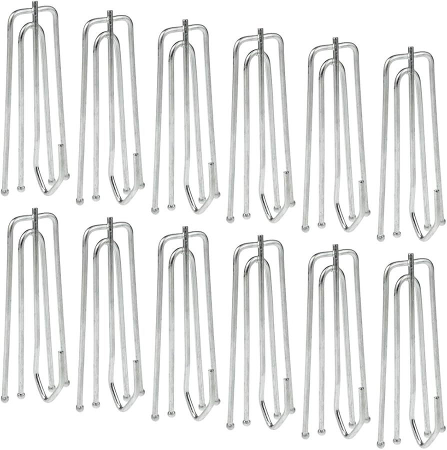 baotongle 50 pcs Stainless Steel Curtain Pleater Tape Hooks Stainless Curtain Pleat Hook, 4 Prong... | Amazon (US)