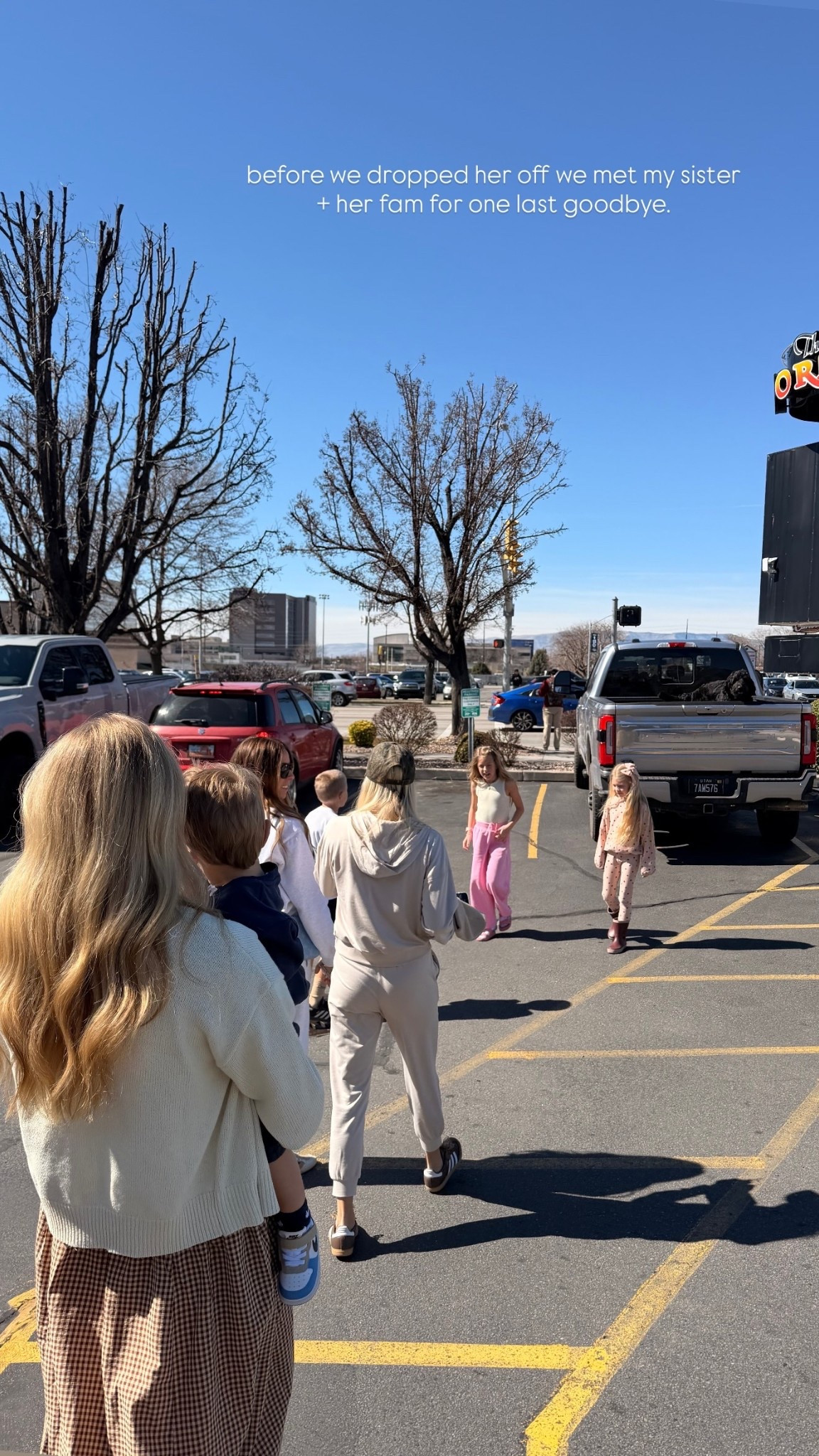 before we dropped her off we met my sister + her fam for one last goodbye.