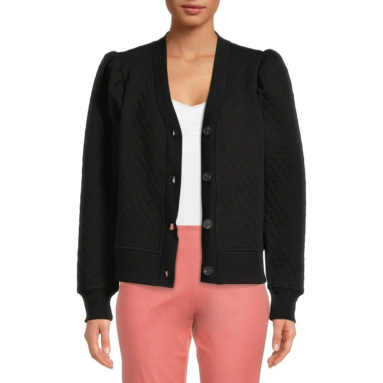 Time and Tru Women's Coordinating Quilted Puff Sleeve Top - Walmart.com | Walmart (US)