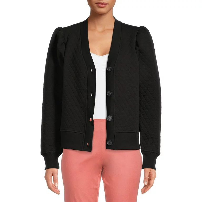 Time and Tru Women's Coordinating Quilted Puff Sleeve Top | Walmart (US)