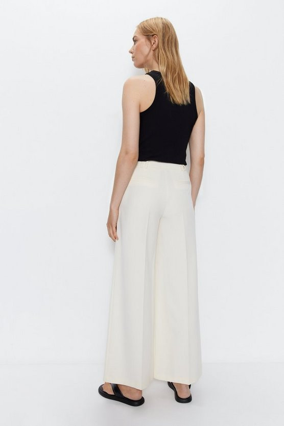 Tailored Double Pleat Wide Leg Trouser | Warehouse UK & IE