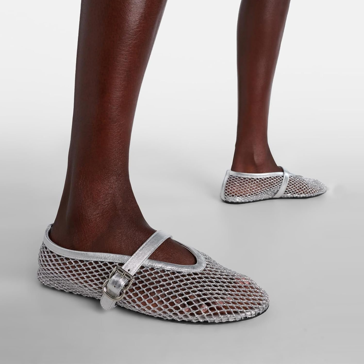 Mesh Ballet Flats for Women Buckle Strap Comfy Casual Office Flat Heel Ballerina Shoes | Walmart (US)