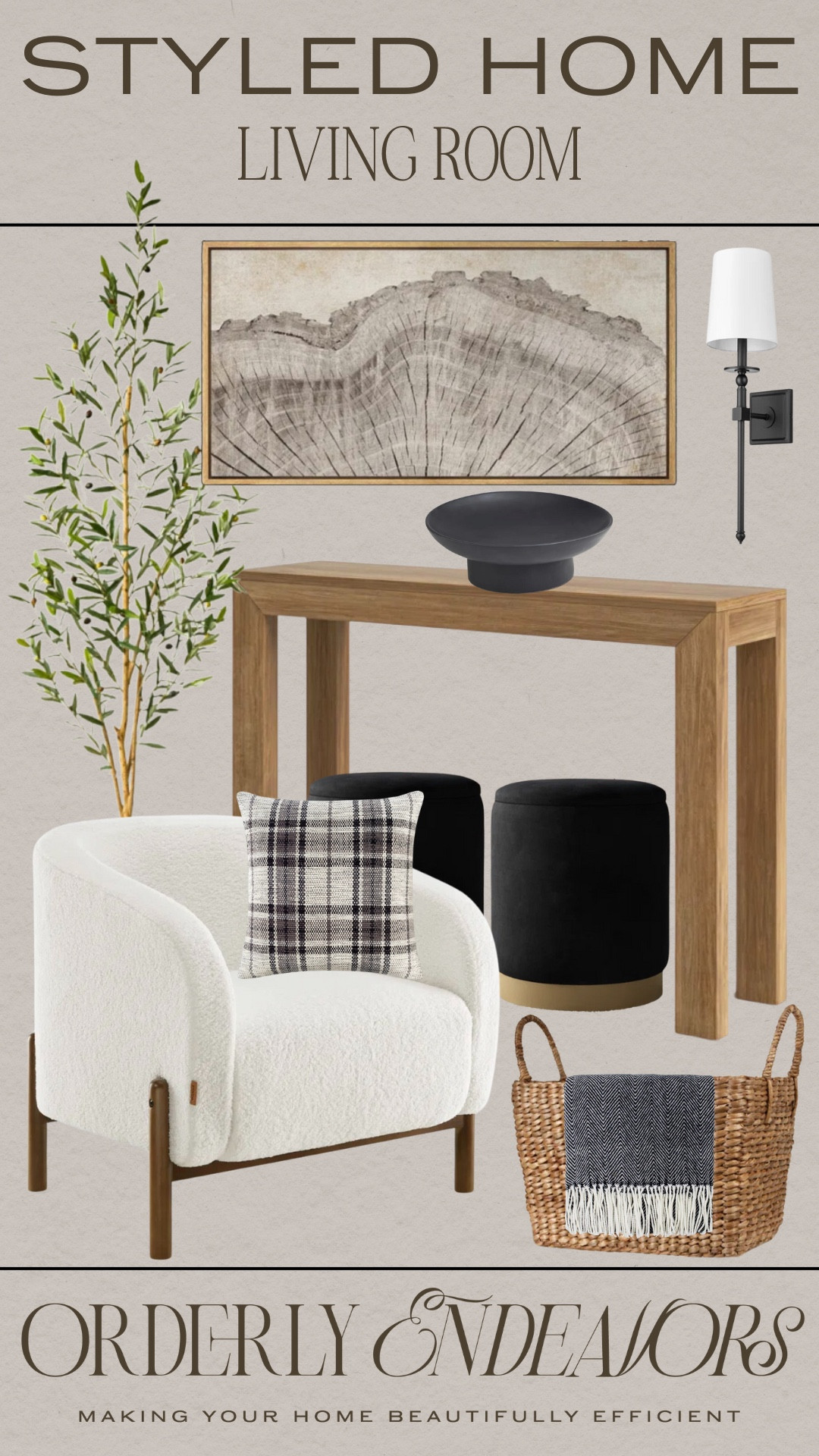 Styled home includes console, accent chair, throw pillow, basket, blanket, ottoman, wall art, sconce, decorative bowl, and faux tree.

Home decor, neutral home decor, styled home, looks for less

#LTKStyleTip #LTKHome #LTKFindsUnder100