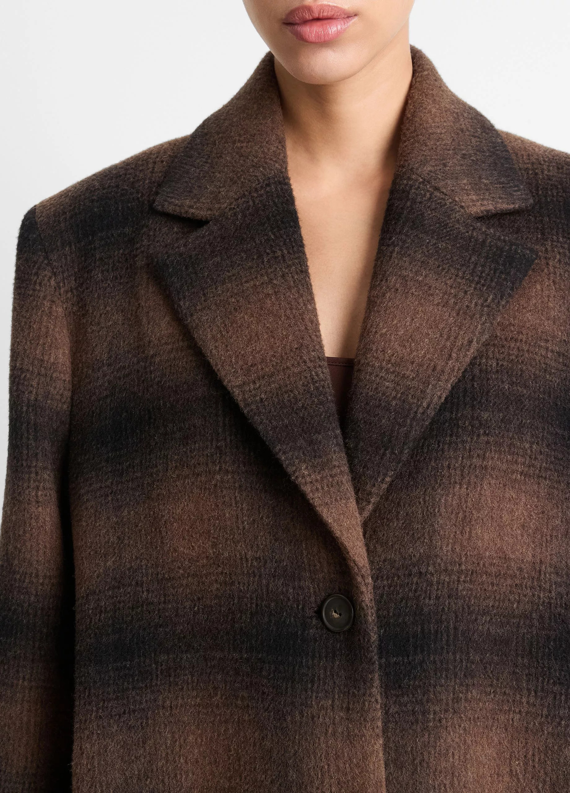 Shadow Plaid Italian Wool-Blend Car Coat | Vince LLC