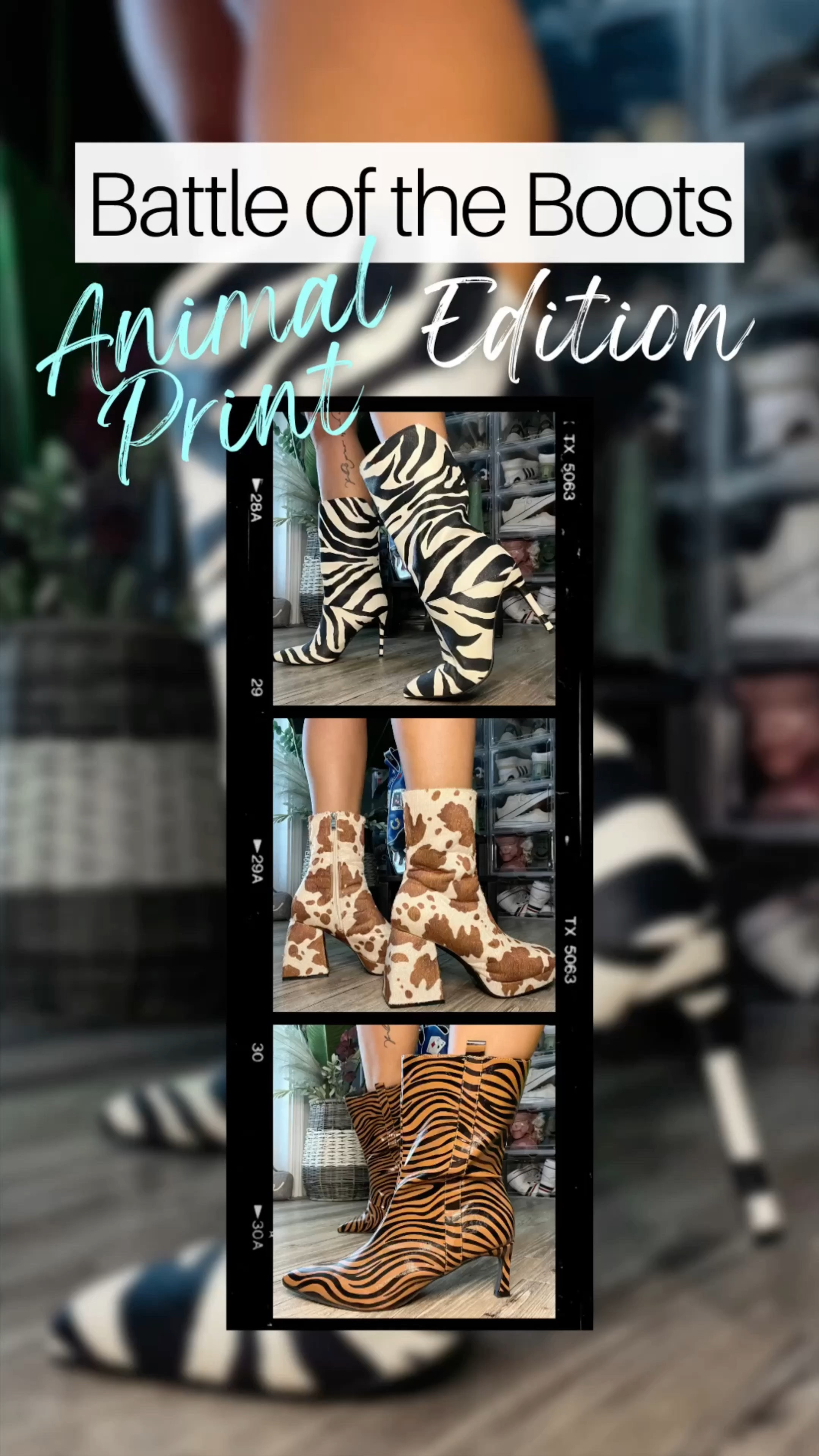 ⚔️ Battle of the Boots 👢: Animal Print Edition 🐯🦓🐮😍

🔸 Tiger Print Boots: narrow in the toe box 
🔸 Zebra Print Books: fits TTS
🔸 Cow Print Boots: fits TTS, heavy

I also tagged my favorite insoles (the arch support one LIVES in the cow print boots 😫) as well as my go-to metatarsal pads + anti-blister stickers (never leave home without them!) 🤎

xo, e
#bootseason #ankleboots #womensshoes #womensboots #animalprintstyle #animalprint

#LTKstyletip #LTKshoecrush #LTKSeasonal