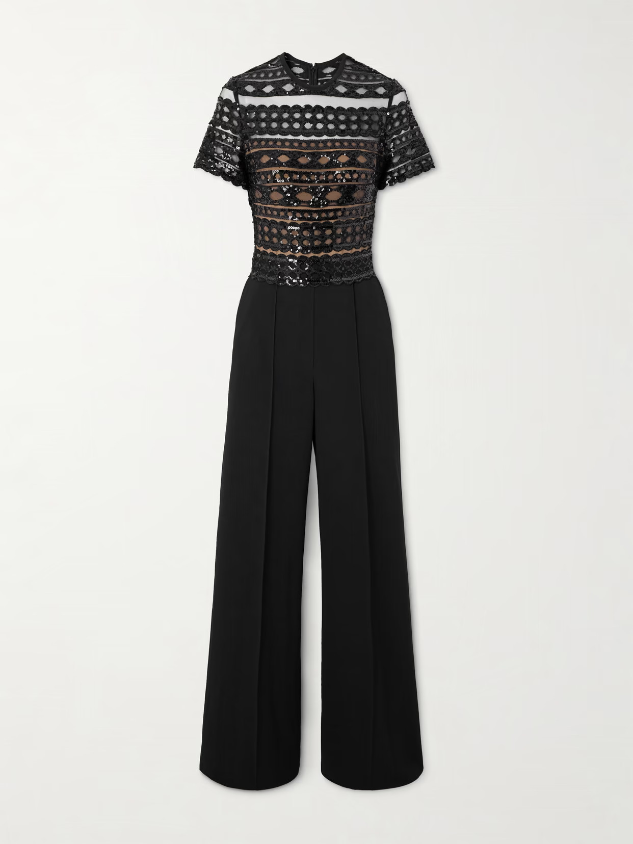 Elie Saab - Sequin-embellished Lace And Cady Jumpsuit - Black | NET-A-PORTER (US)