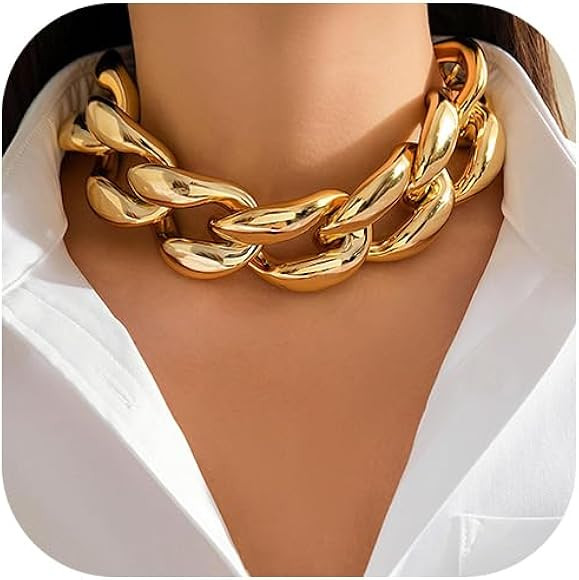 Chunky Gold Necklace Chunky Necklaces for Women Gold Statement Necklace Trendy Thick Chain Neckla... | Amazon (CA)