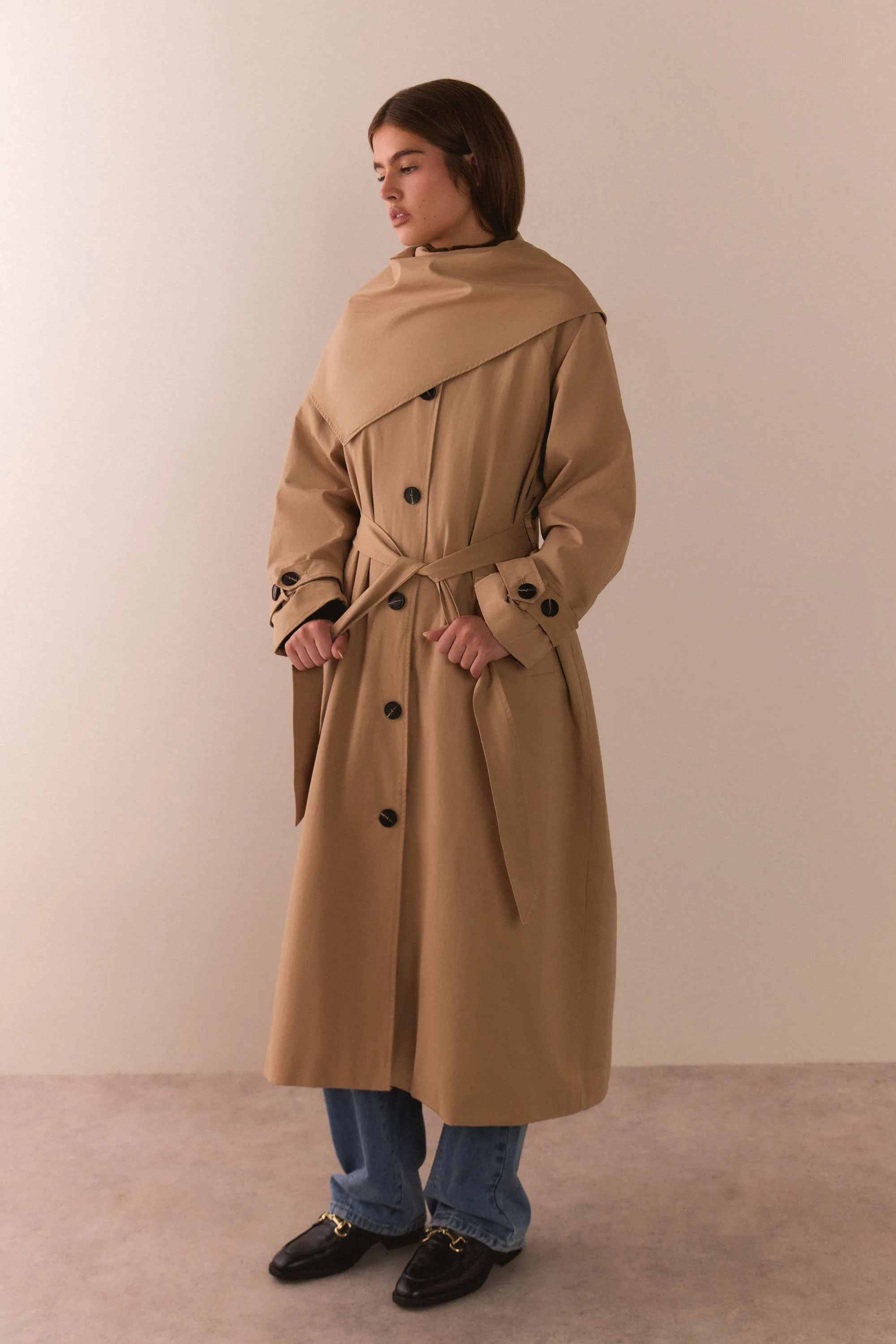 Premium Scarf Detail Trench Coat | PrettyLittleThing US