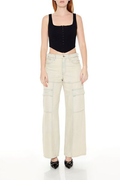 Hook-and-Eye Corset Crop Top | Forever 21