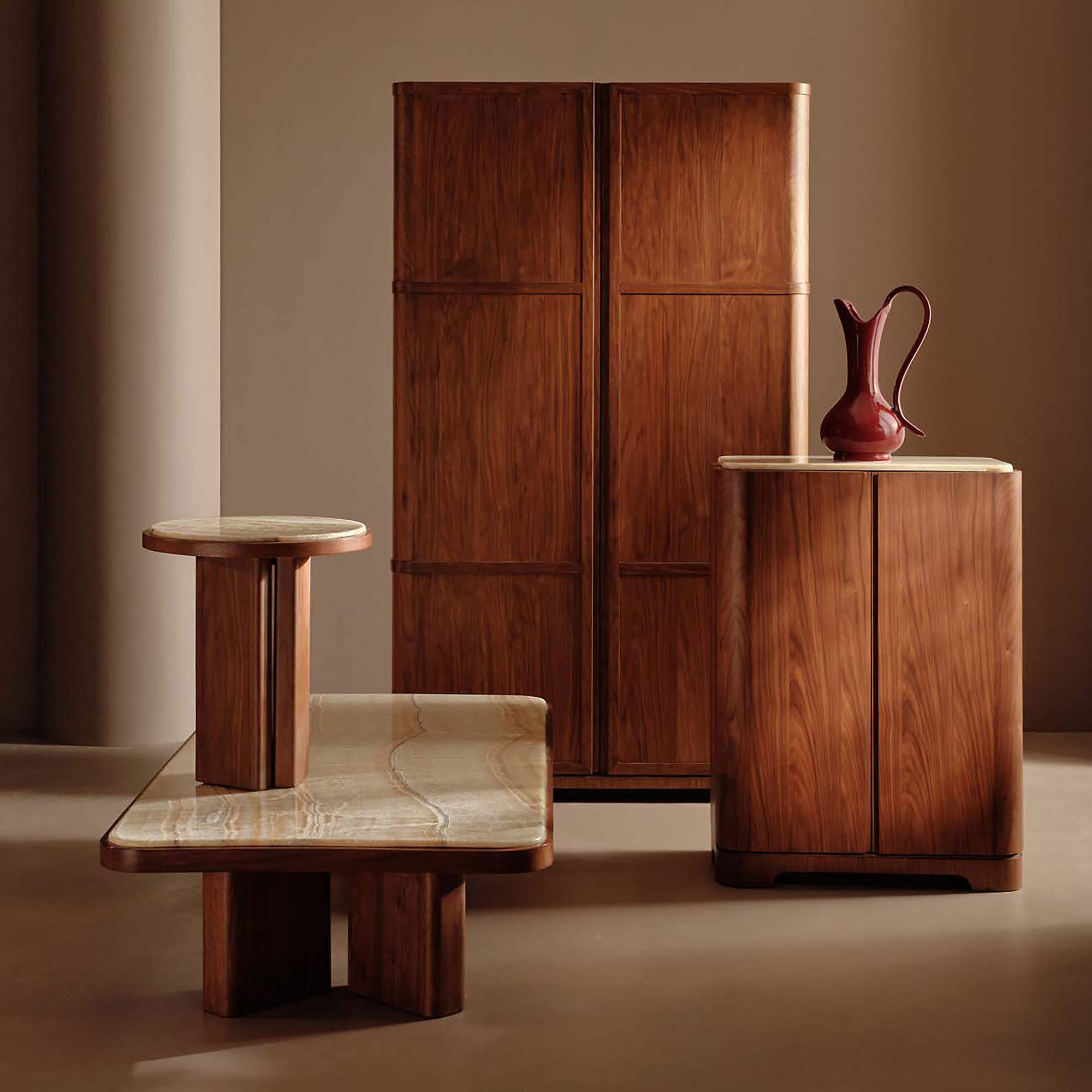 Rio 29" Onyx and Walnut Entryway Cabinet | CB2 | CB2