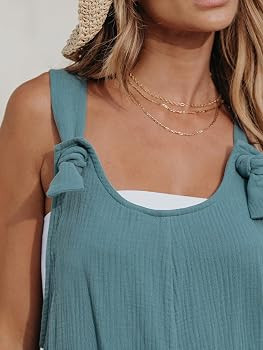 CUPSHE Women's Tie Strap Short Overalls Sleeveless Romper Casual Summer | Amazon (US)