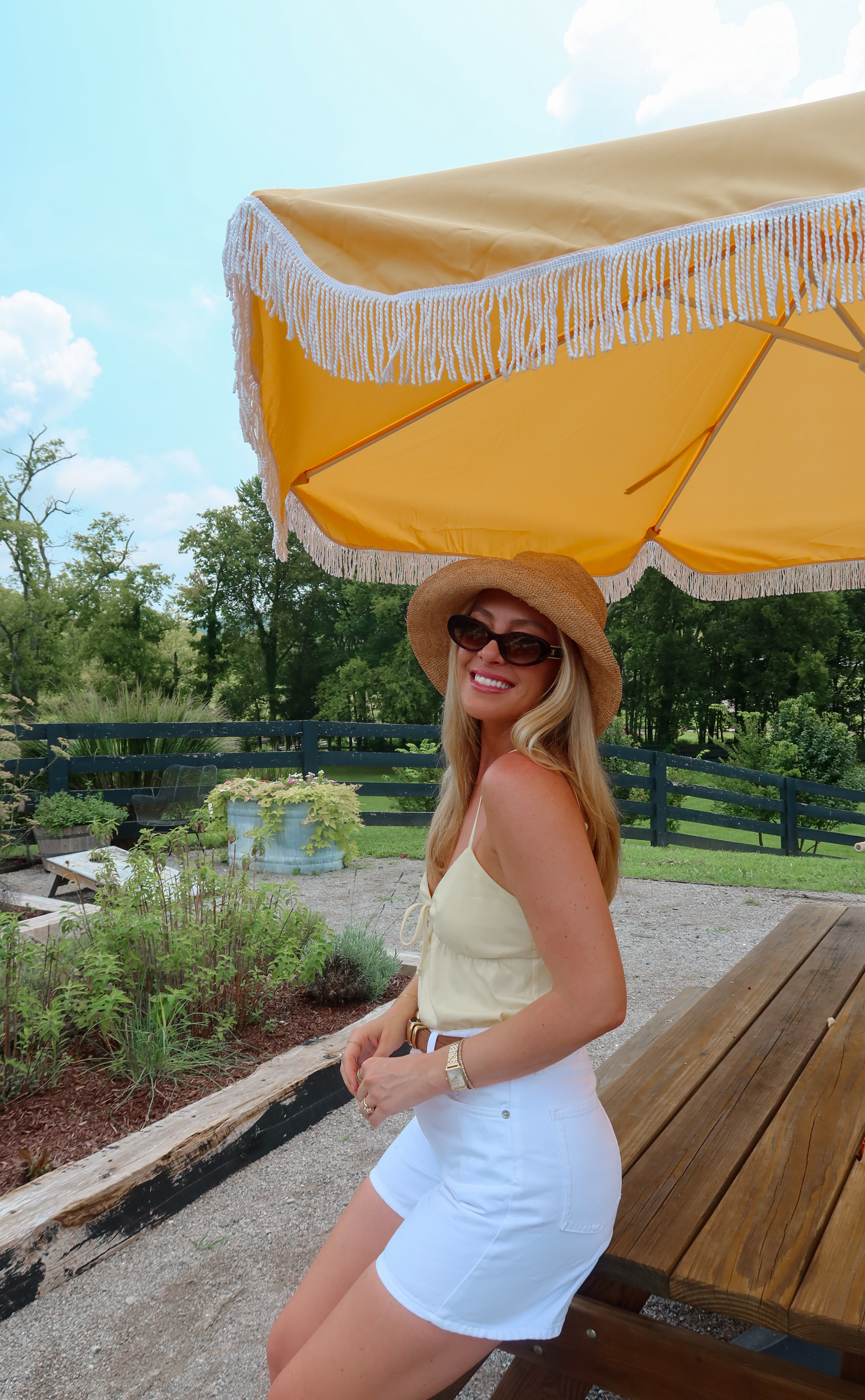 butter yellow outfit, butter yellow cami, yellow summer top, white shorts outfit, summer outfit women, vacation outfit women, winery outfit, brunch outfit women, straw hat outfit, woven sun hat, women's summer fashion, resort wear women, coastal summer outfit, casual summer outfit, feminine summer style, vacation clothes women, classic summer outfit, warm weather outfit, summer capsule wardrobe, effortless summer fashion

#LTKdayinmylife #LTKootd #LTKSeasonal