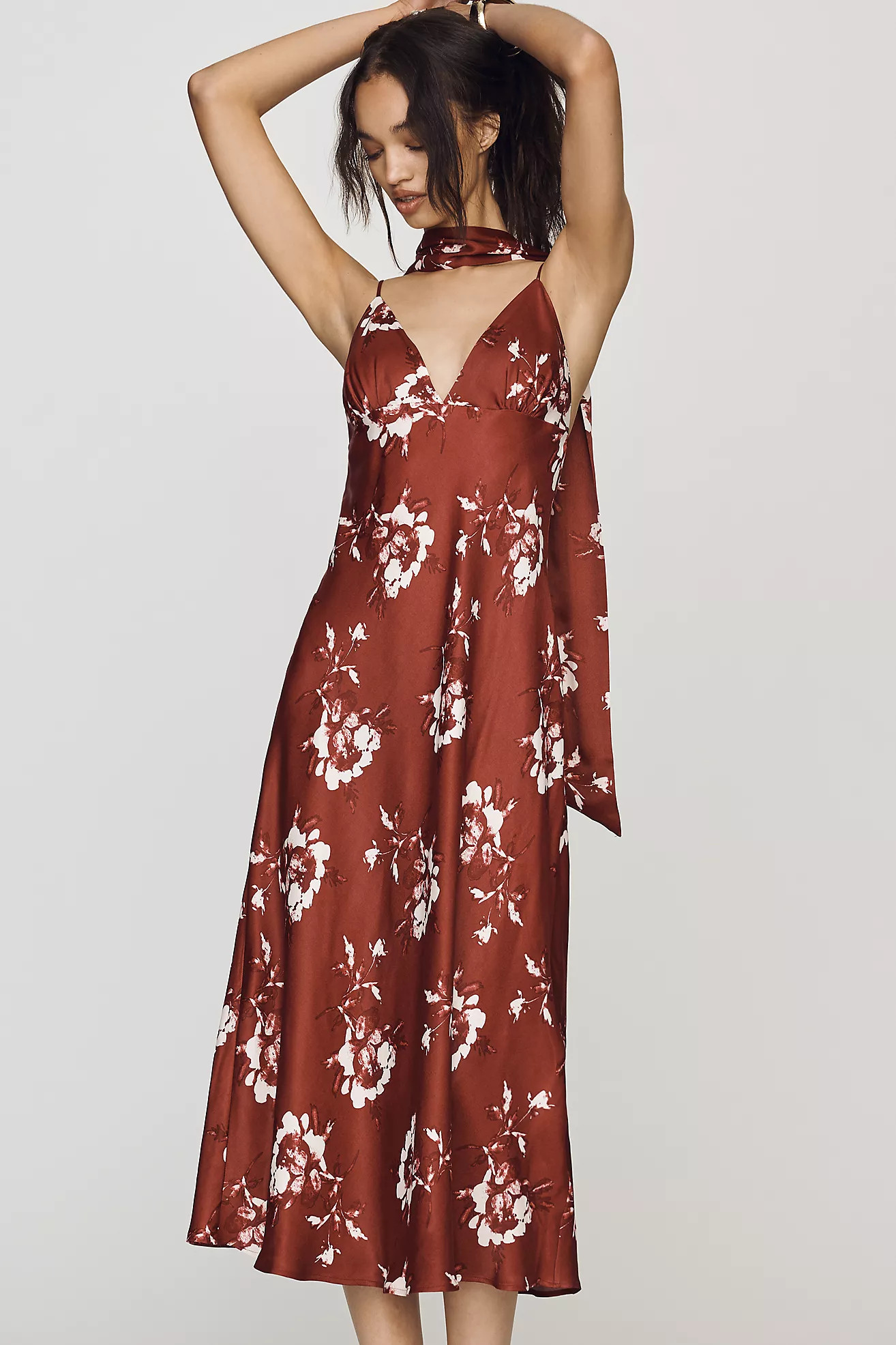 Clara Printed V-Neck A-Line Midi Dress by Maeve | Anthropologie (US)