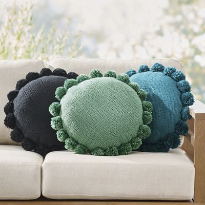 Macey Outdoor Pom Pillow | Grandin Road