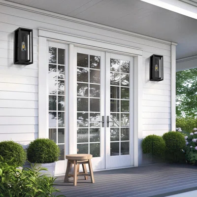 Large Outdoor Wall Lights,Outdoor Light Fixtures, Modern Waterproof Exterior Lighting Sconces With Clear Glass Shade,(2 Pack/Black/Bulb Not Included) | Wayfair North America