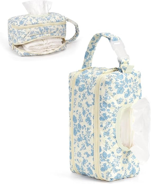 Double-layer Wipe Holder Quilted Wipes Bag Small Hanging Diaper Bag Portable Wipe Pouch for Strol... | Amazon (US)