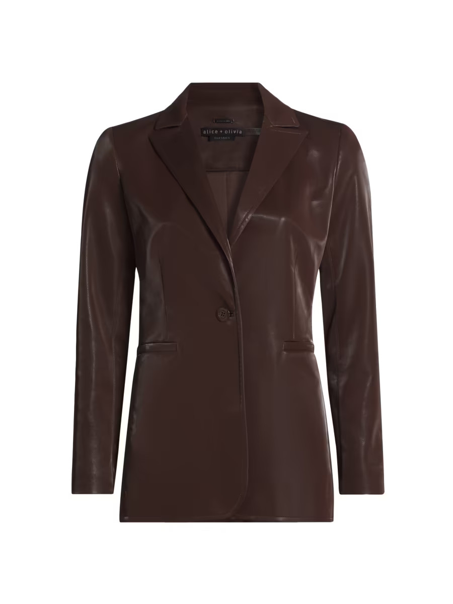 Breann Shiny Faux Leather Single-Breasted Blazer | Saks Fifth Avenue
