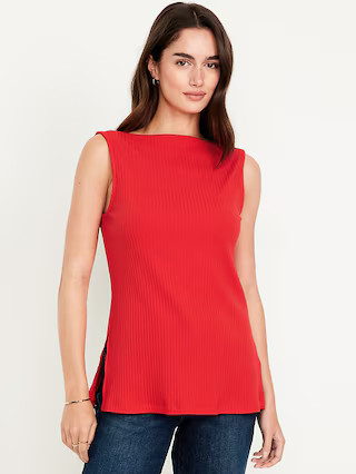 Slit-Neck Ribbed Top | Old Navy (US)
