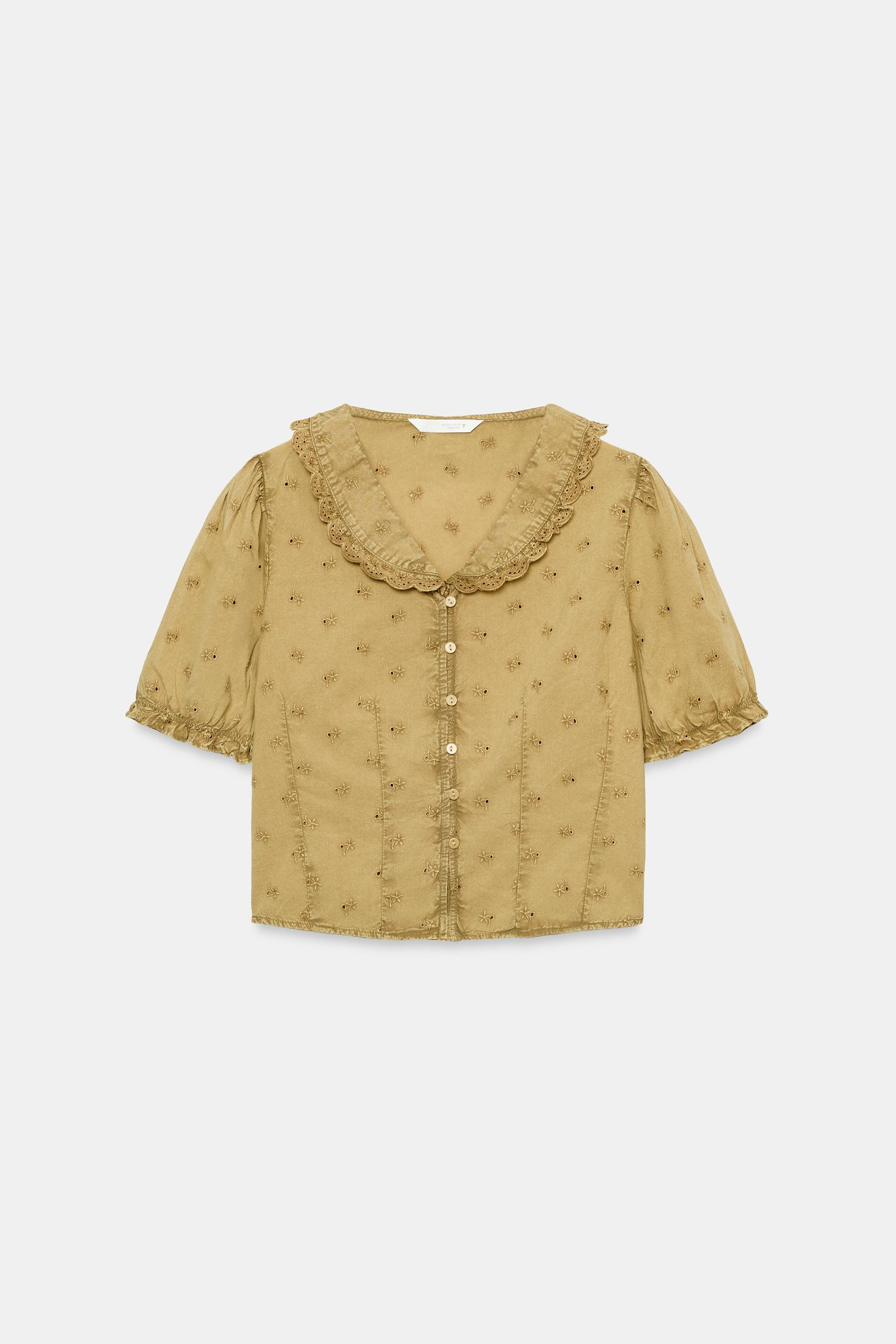 EMBROIDERED PETER PAN COLLAR SHIRT | Zara US
