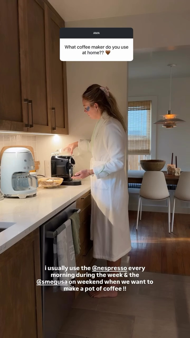 My go-to coffee makers at home ☕️

I usually use the Nespresso every morning during the week & the Smeg on weekend when we want to make a pot of coffee !!

#LTKmorningroutine #LTKdayinmylife #LTKHome