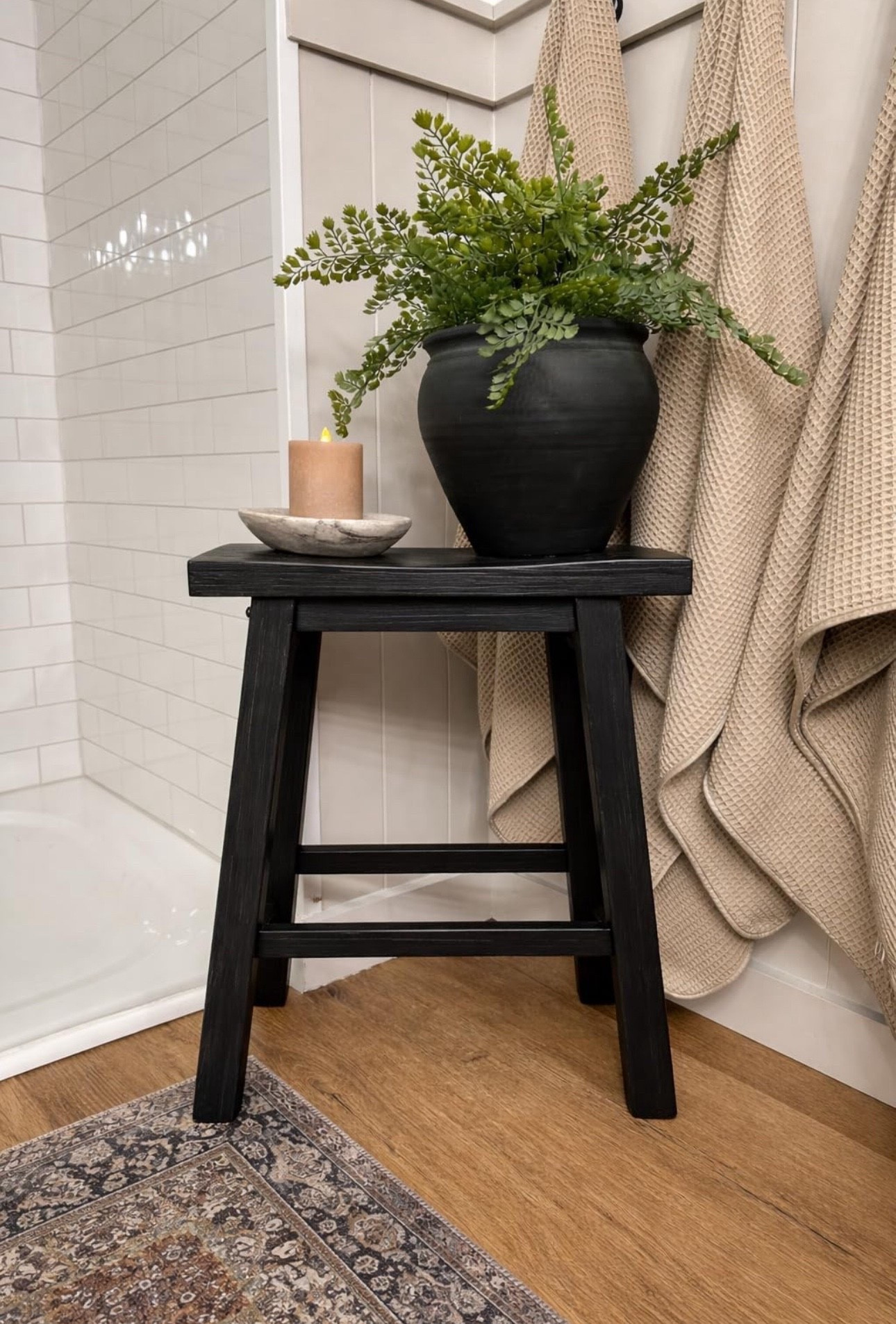 Vintage Inspired Bathroom Stool Styling Ideas for a Cozy Neutral Bathroom

Follow @farmtotablecreations on Instagram for more cozy neutral home finds and styling ideas 🤎

This vintage-inspired stool is one of those simple pieces that instantly makes a bathroom feel warmer and more styled. I love using a small wood stool beside the shower or tub for rolled towels, a candle, greenery, or everyday essentials. The dark wood adds the perfect contrast against soft neutral tones and gives the space that elevated designer look without feeling overdone. Amazon has so many good finds right now that give that cozy collected feel for less.

#bathroomdecor #bathroomstyling #woodstool #neutralhome #amazonhome

bathroom stool | vintage inspired stool | black wood stool | amazon bathroom finds | neutral bathroom | cozy bathroom decor | bathroom styling ideas | shower stool | modern cottage bathroom | bathroom organization | waffle towels | designer inspired home | studio mcgee style | warm neutral decor | bathroom refresh | home finds | amazon decor finds | rustic stool | moody bathroom decor | bathroom accessories | small bathroom ideas | cozy home decor | affordable home decor | bathroom corner styling | neutral decor

#LTKSaleAlert #LTKHome