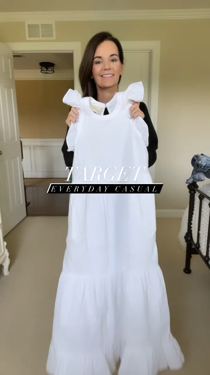 Everyday casual look that’s affordable. This dress would be perfect for family photos. Everything is linked in my bio. Wearing size xs in the dress, s in the jacket and 6.5 in the sandals. Everything fits tts. I’m 5’3 for reference. 