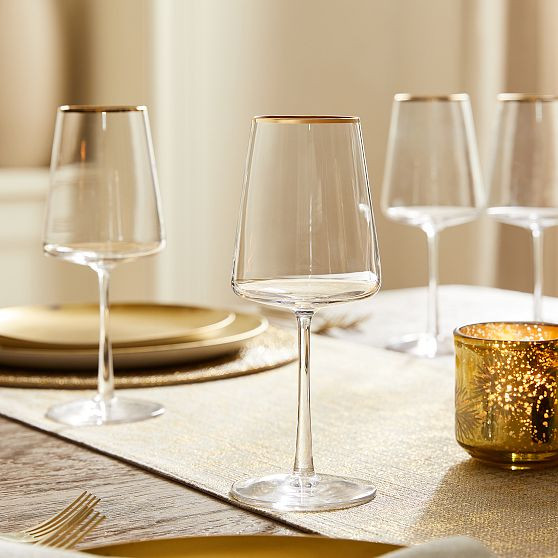 Horizon Gold Rimmed Glassware, White Wine, Set of 8 | West Elm (US)