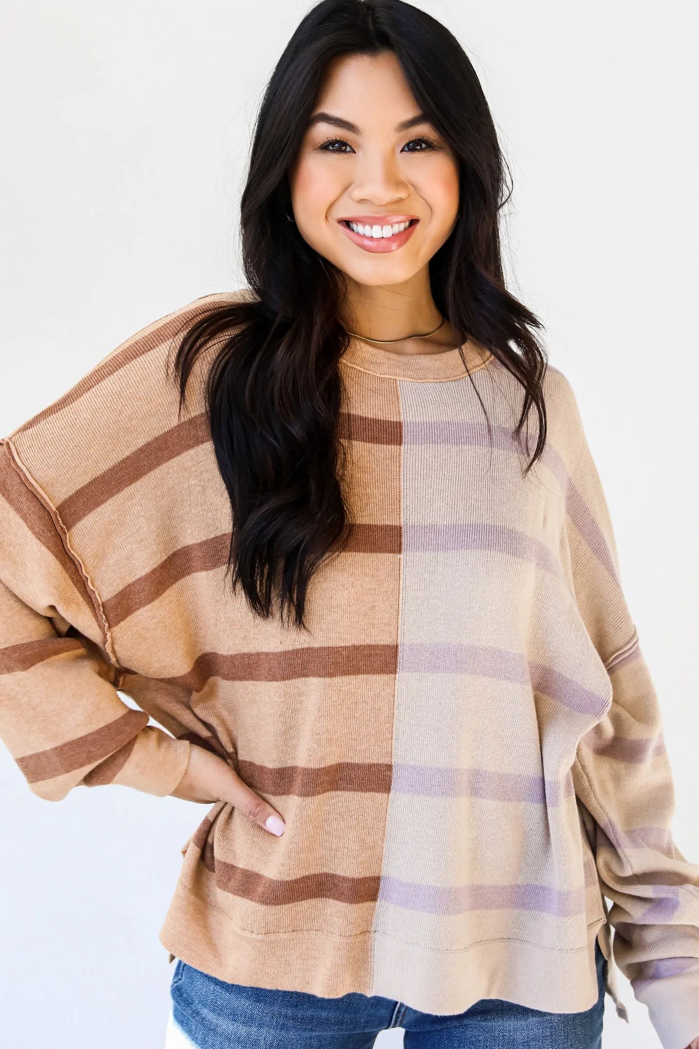 Fresh Air Color Block Striped Sweater | Dress Up