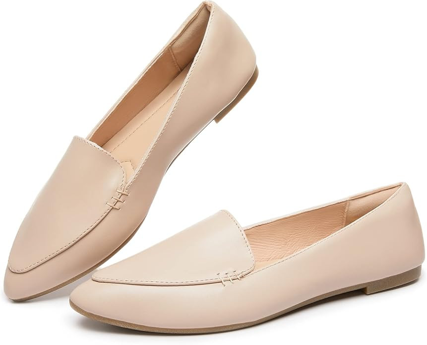 FINIWOR Loafers for Women Flats Shoes Women Pointed Toe Dress Shoes Comfortable Memory Foam Penny... | Amazon (US)