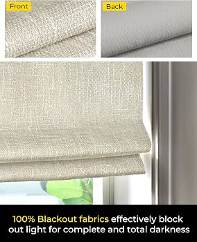UNISHADES No Tools No Drill Cordless Roman Shades 100% Blackout, Beige - Custom Size | Amazon (US)