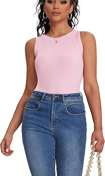 RMEY&YE Ribbed Tank Tops for Women Sleeveless 2025 Basic Women' T-Shirts Trendy Stretchy Lightwei... | Amazon (US)
