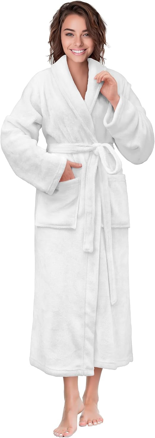 PAVILIA Womens Robe Fleece Plush Soft, Fluffy Fuzzy Cozy Warm Bathrobe | 200 GSM, Lightweight Lon... | Amazon (US)