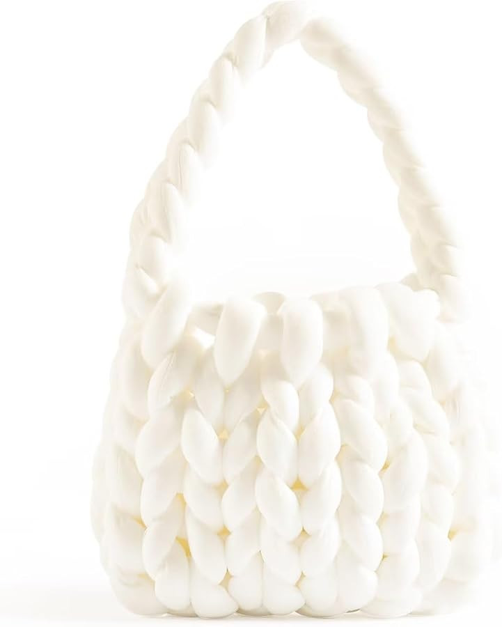 Women's Handwoven Tote Bags, Chunky Yarn Crochet Purse, DIY Knot Bag Bucket Bag, Casual Handle Ba... | Amazon (US)