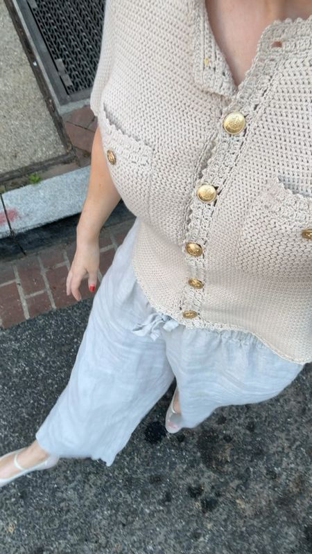 Crochet top and linen pants with mesh ballet flats. Linen baseball cap. 

#LTKStyleTip #LTKFindsUnder100 #LTKSeasonal