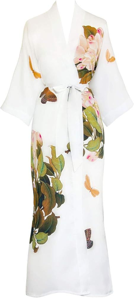 Women's Charmeuse Kimono Robe Long - Watercolor Floral | Amazon (US)