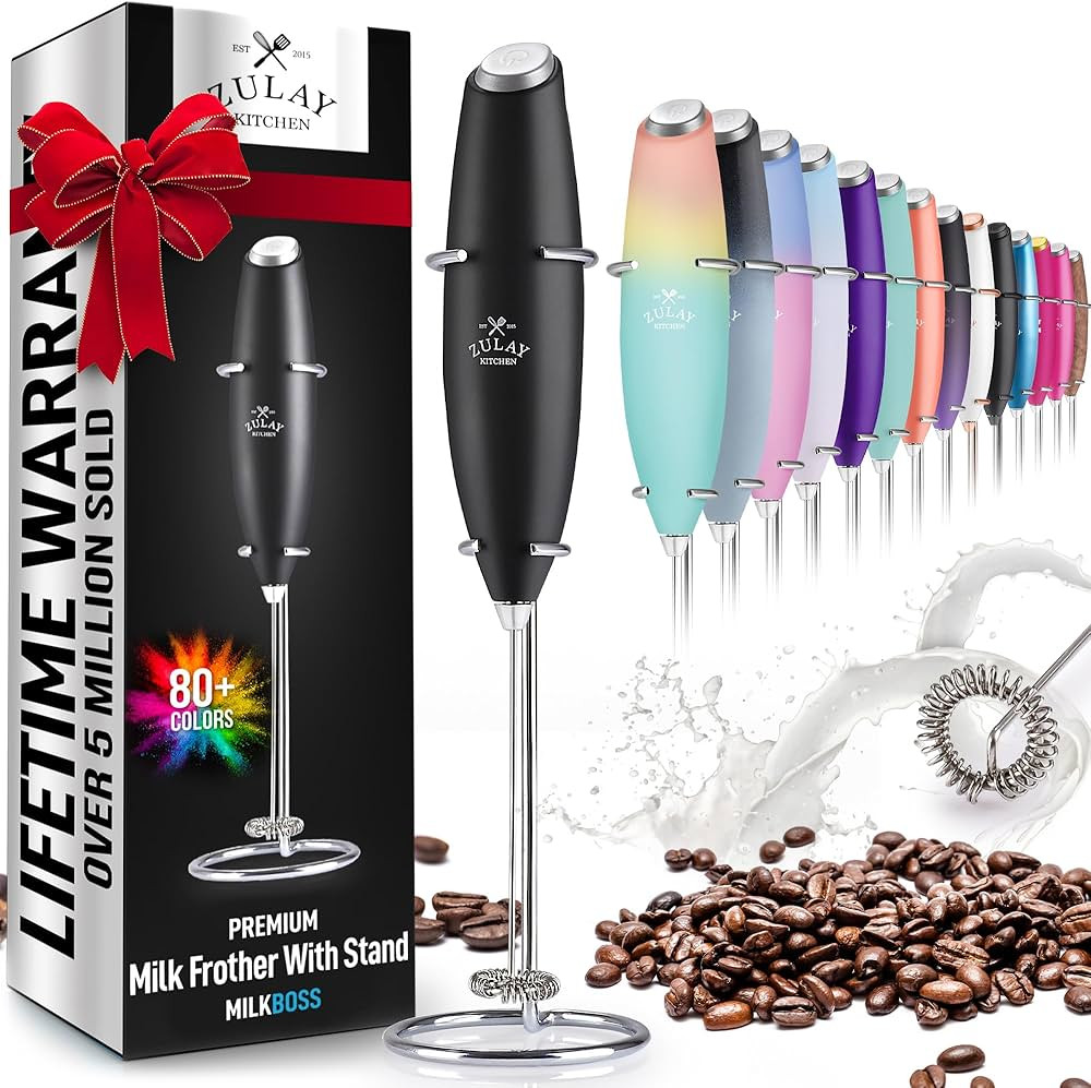Zulay Powerful Milk Frother Handheld Foam Maker for Lattes - Whisk Drink Mixer for Coffee, Mini F... | Amazon (US)
