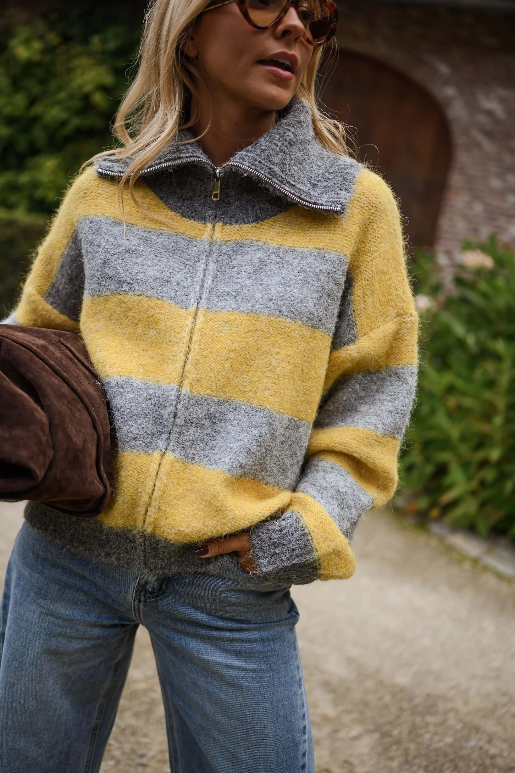 Grey and Yellow Mayfair Cardigan | Easy Clothes