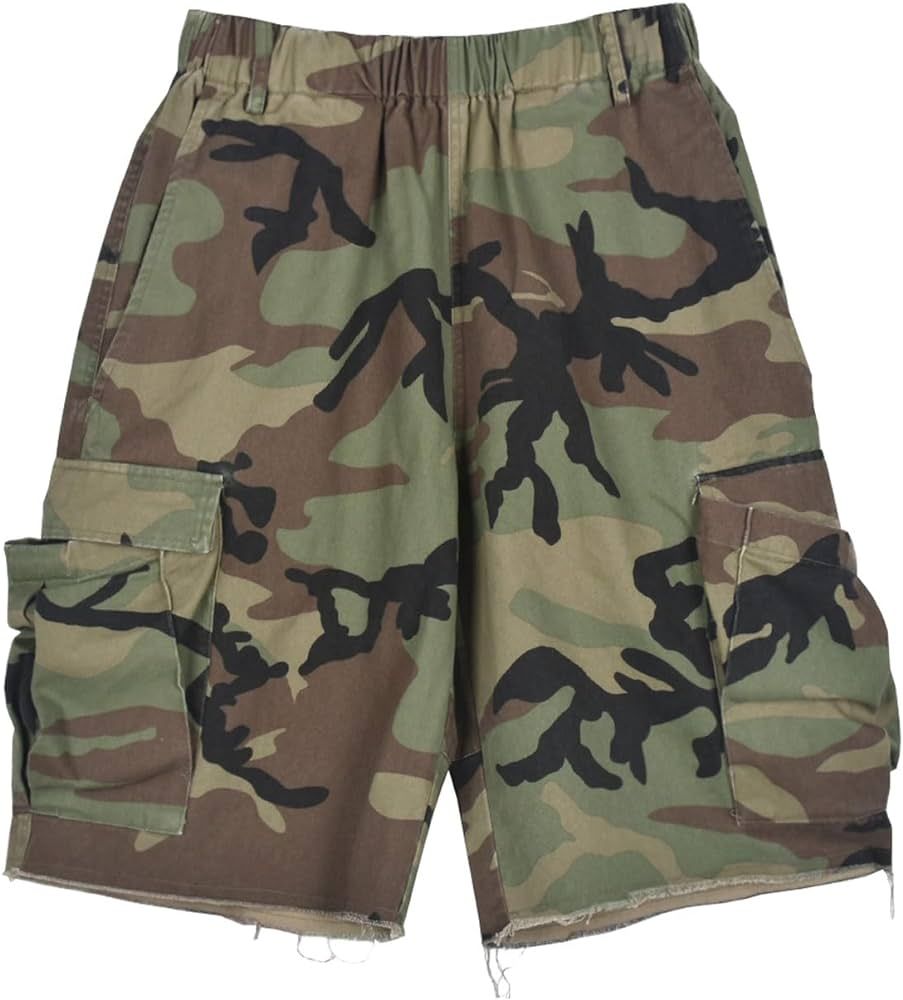 Women's Camo Shorts Elastic Waist Camouflage Shorts High Waisted Multi Pocket Comfy Cotton Casual... | Amazon (US)