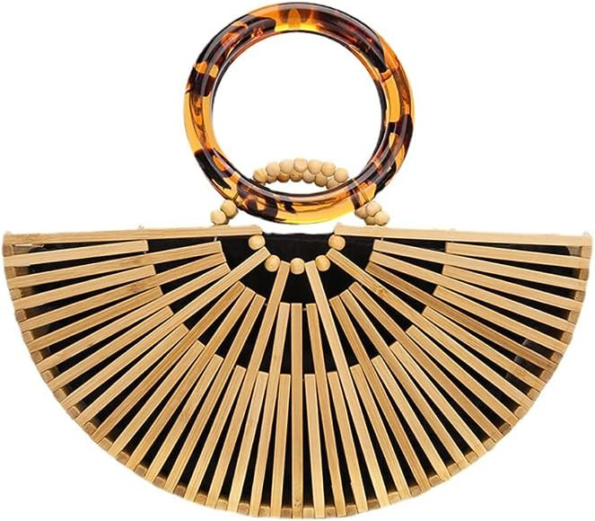 VAKAER Women Bamboo Purse Summer Beach Tote Bag Handmade Large Handbag with Inner bag | Amazon (US)